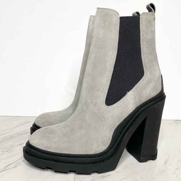 Marc Fisher Shoes - Marc Fisher Ramio Chelsea Gray Suede Heeled Chelsea Boot 7M